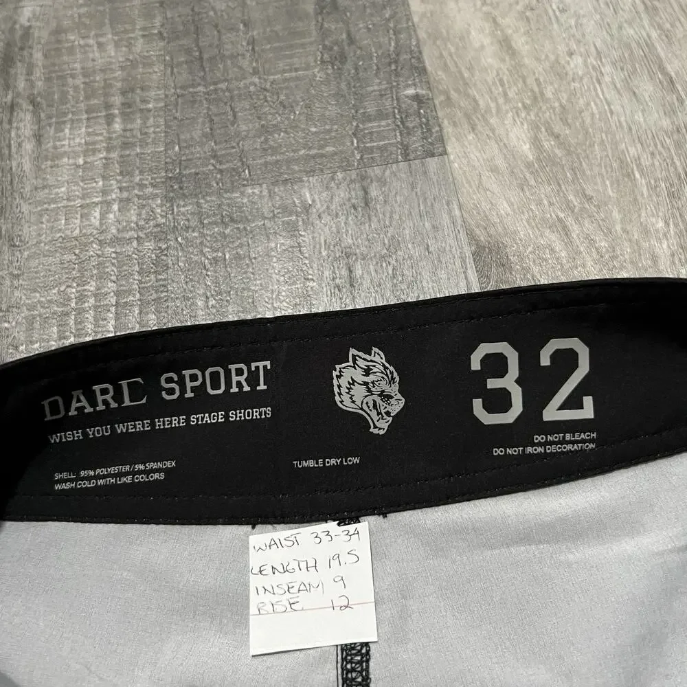 NWT Darc Sport Wish You Were Here Stage Shorts Wolves Forever Board Shorts Sz 32